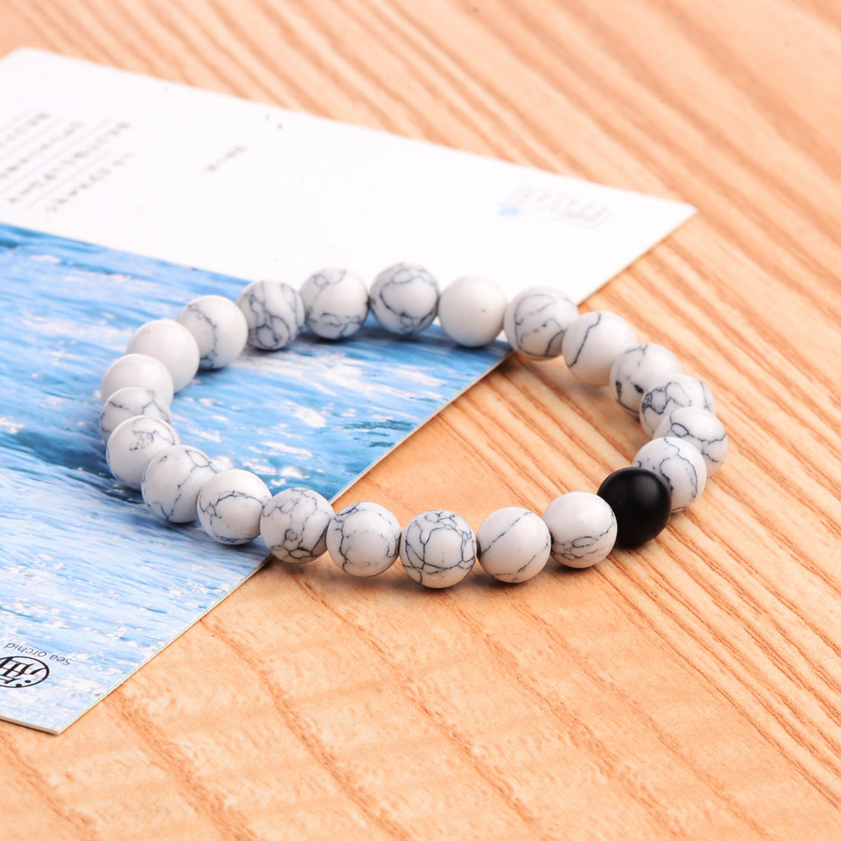 Natural stone couple distance bracelet